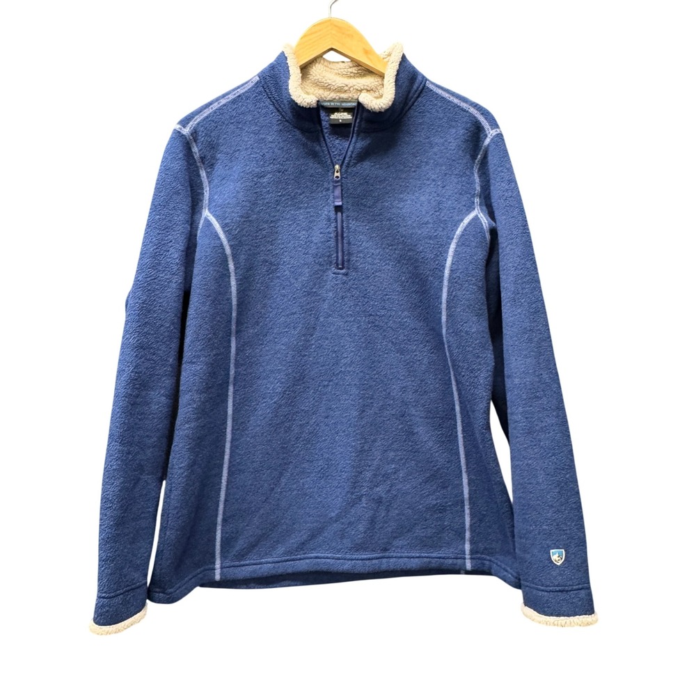 Kuhl Pullover Womens Large Alfpaca‎ Fleece Blue Quarter 1/4 Zip Pullover Outdoor